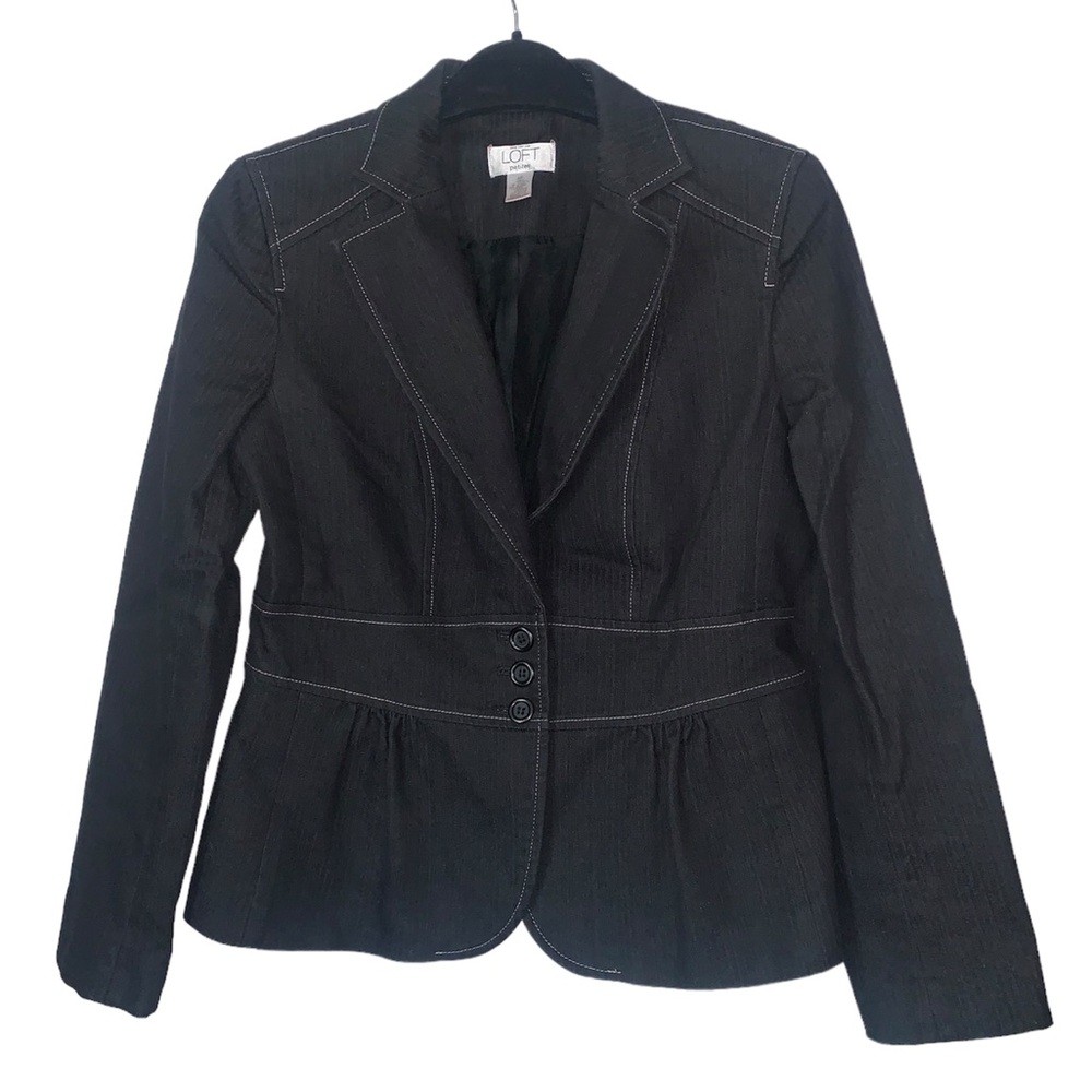 Ann Taylor Loft Dark gray‎ Y2K style denim peplum blazer size 4petite
